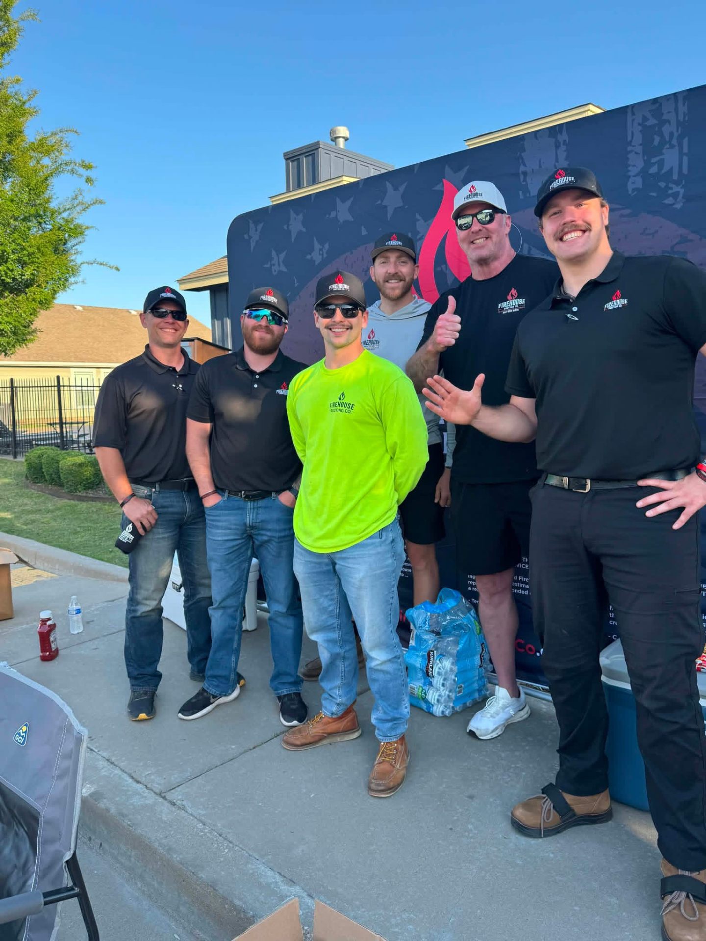 FireHouse Roofing Co. founder Russ Hawkins with the crew