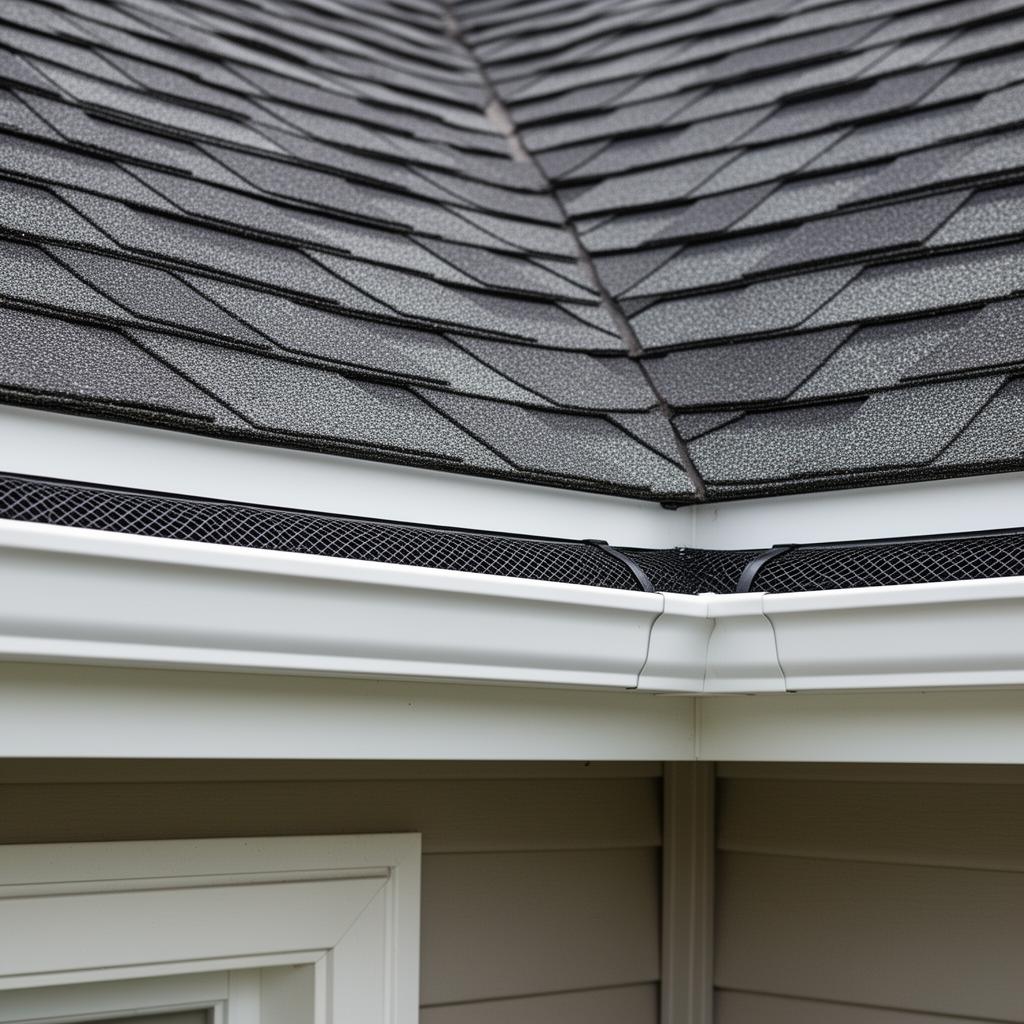 Seamless aluminum gutters and gutter guards installed on a residential Broken Arrow home
