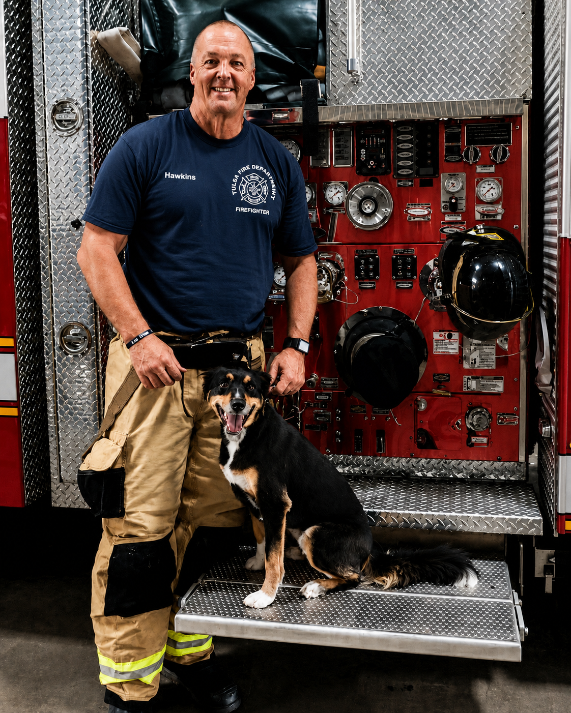 Russ Hawkins, founder of FireHouse Roofing Co., during his career with the Tulsa Fire Department.